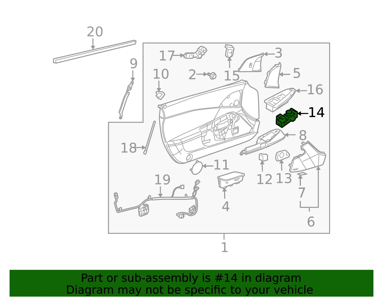 Window Switch - Driver's Side (LH) - GM (20794872)