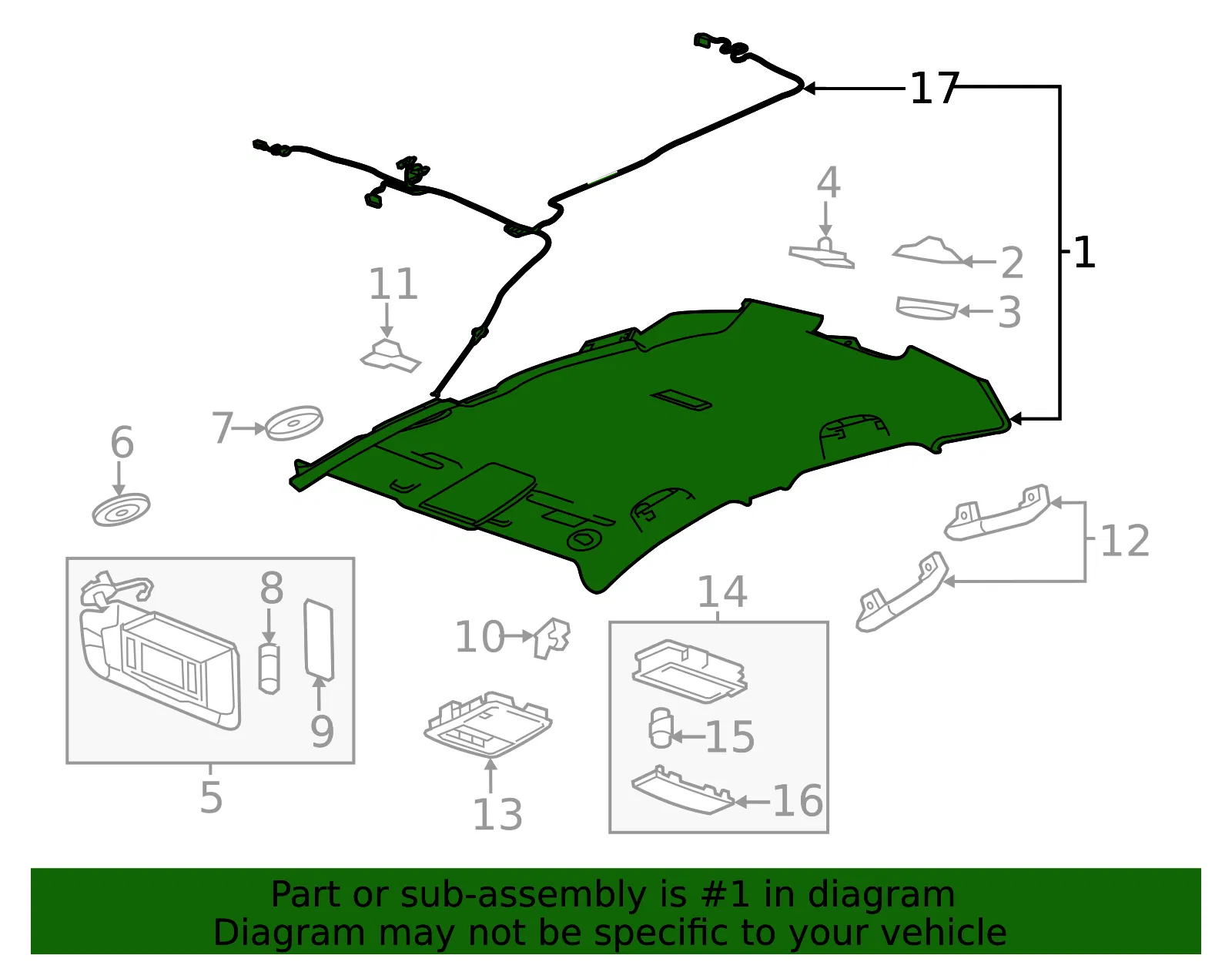 Light Titanium Headliner - GM (22876421)