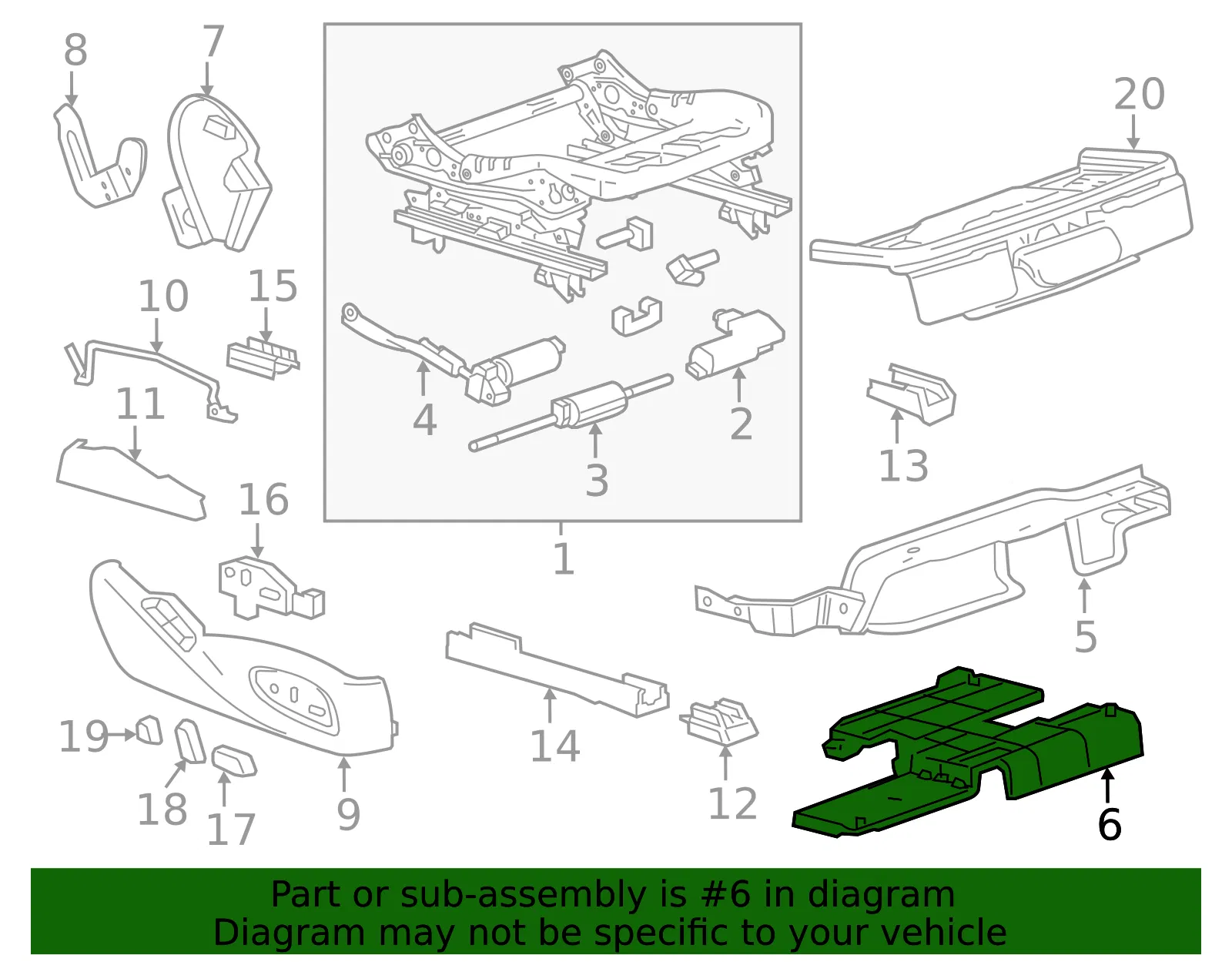 Driver Seat Adjuster Memory Module Bracket - GM (22968643)