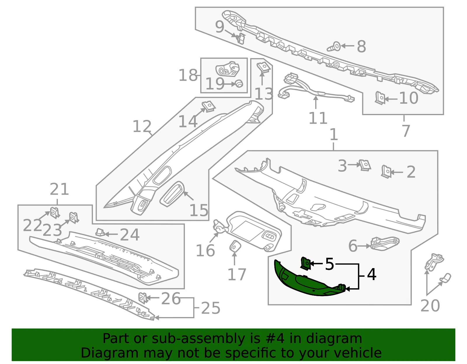 Jet Black Windshield Multi-Function Sensor Mount Bracket Cover - GM (23133045)