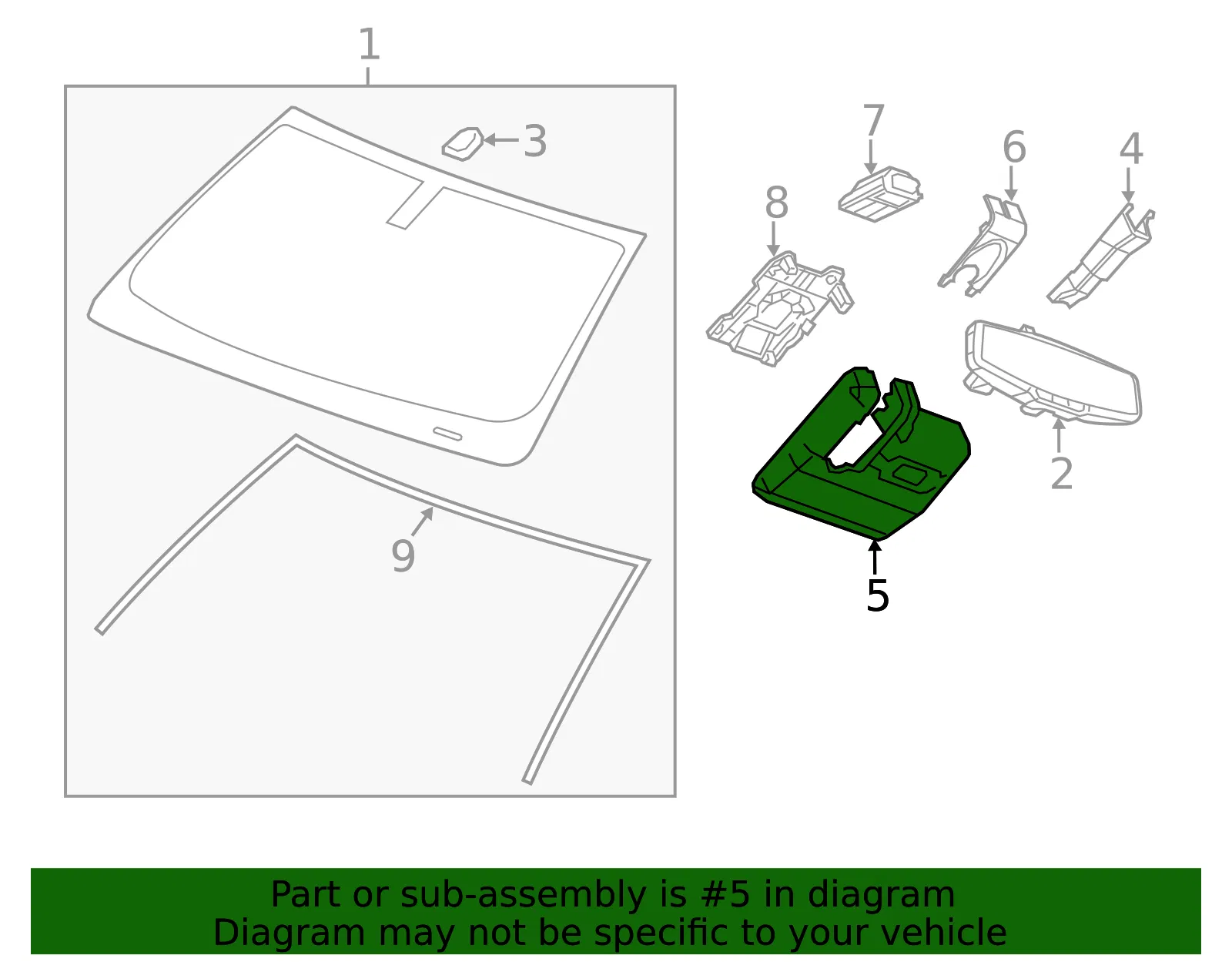 Jet Black Windshield Multi-Function Sensor Mount Bracket Cover - GM (23316899)