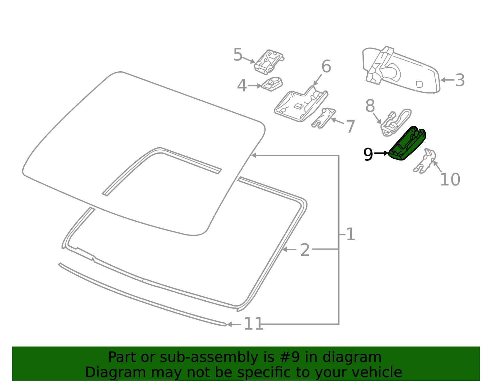 Jet Black Windshield Multi-Function Sensor Mount Bracket Cover - GM (23359135)