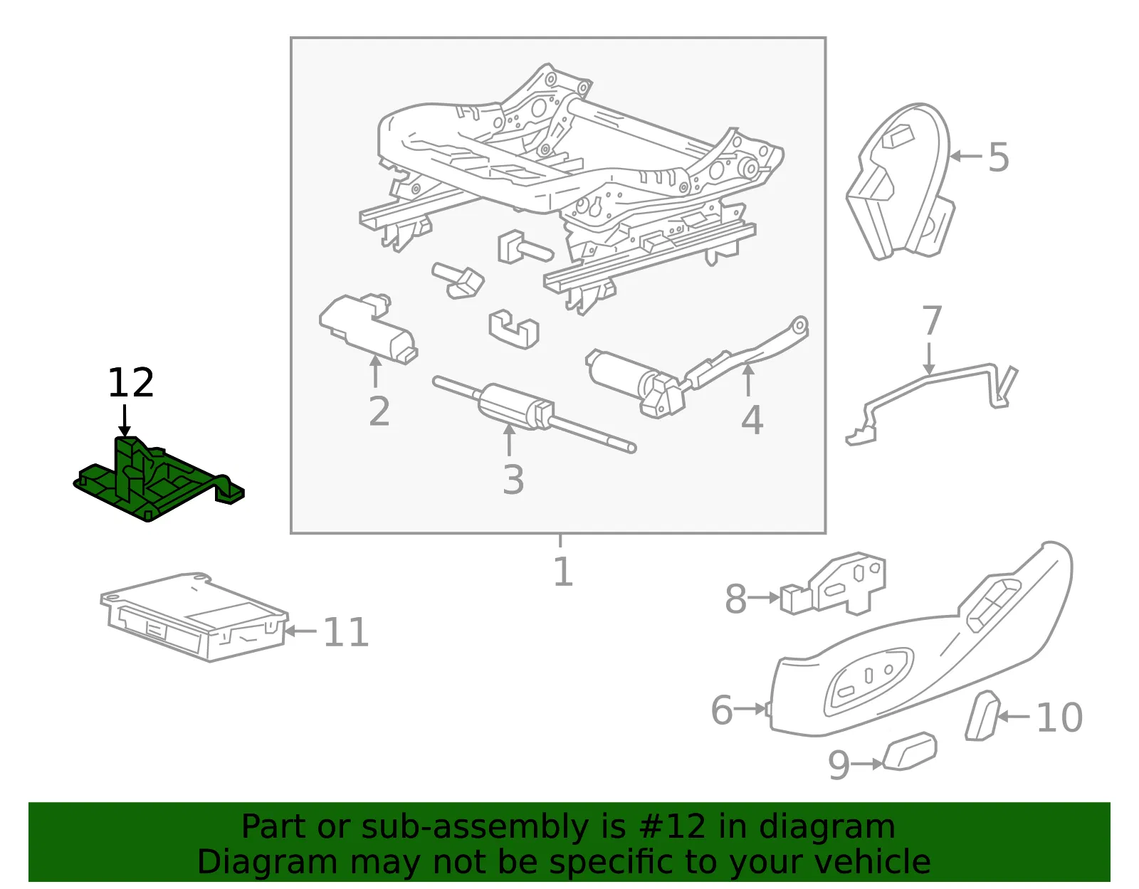 Driver Seat Adjuster Memory Module Bracket - GM (23499123)