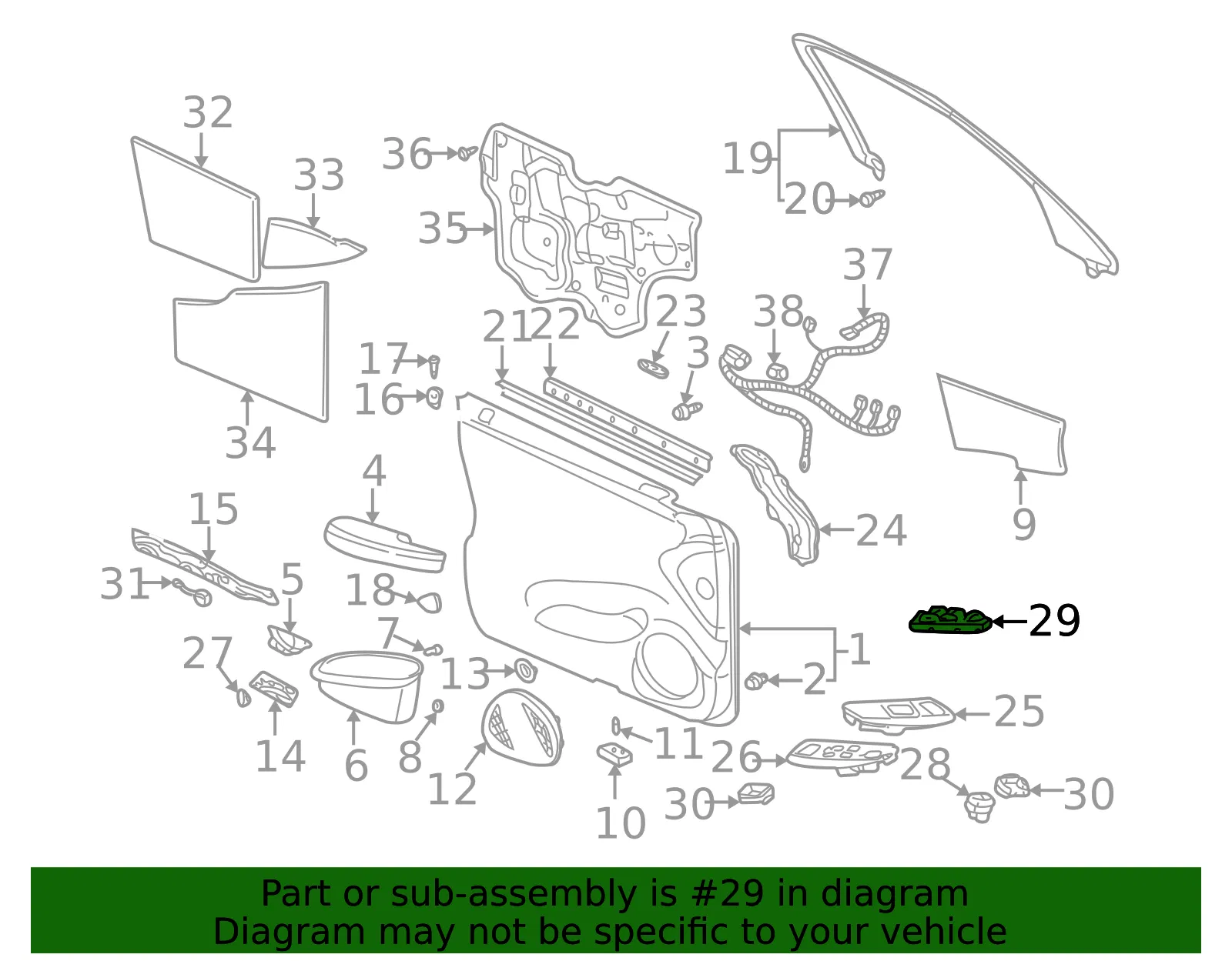 Black Driver Side Window Switch - GM (25743669)