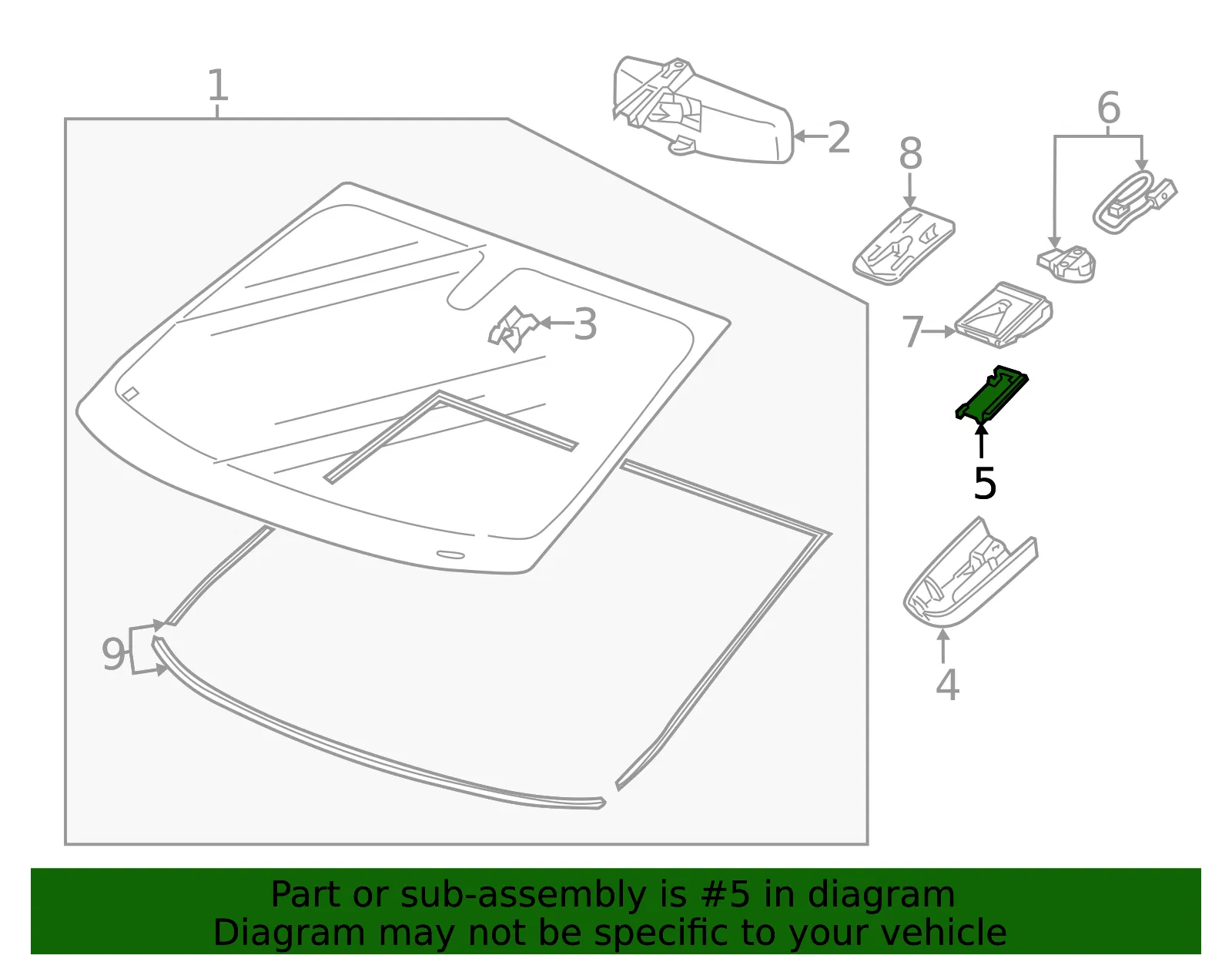Jet Black Windshield Multifunction Sensor Mount Bracket Cover Insert - GM (39117600)