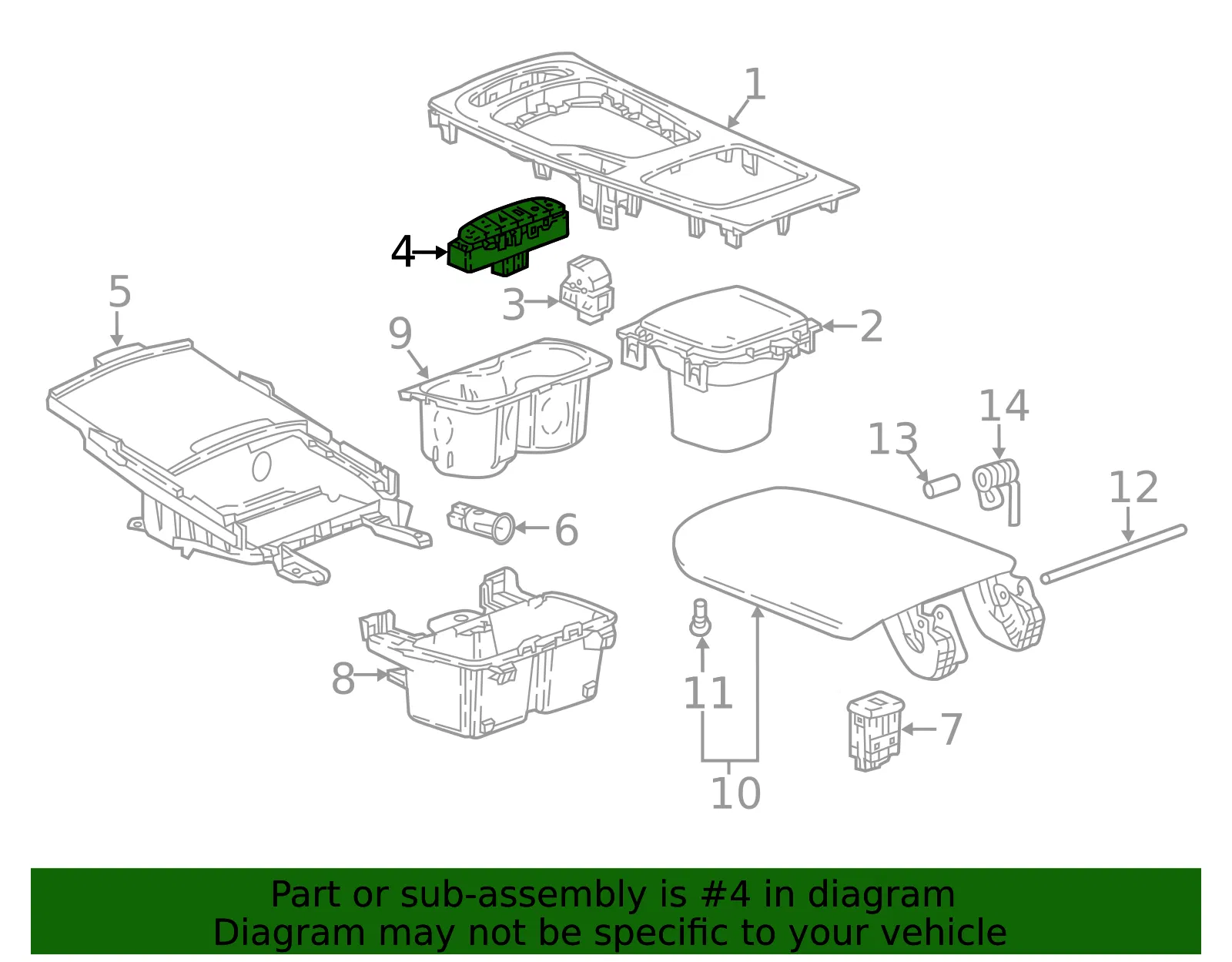 Floor Console Accessory Function Switch - GM (39137618)
