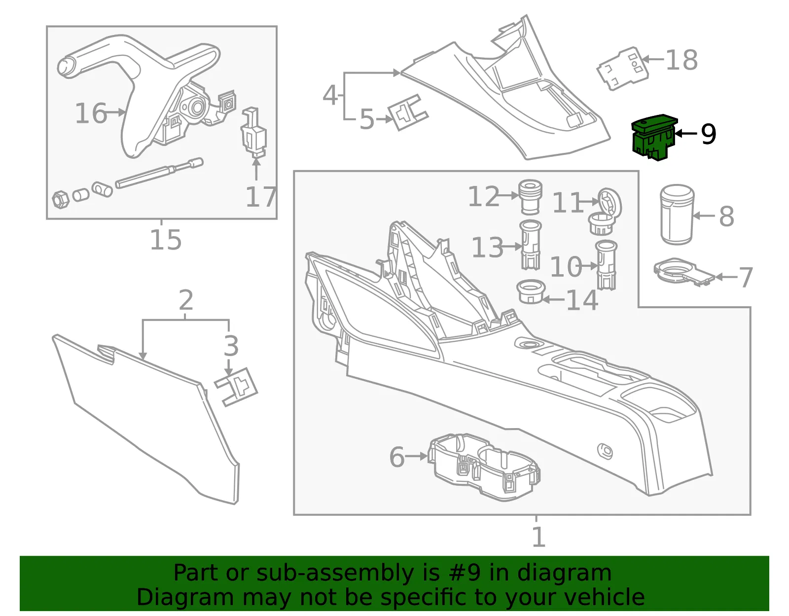 Floor Console Accessory Function Switch - GM (42342390)