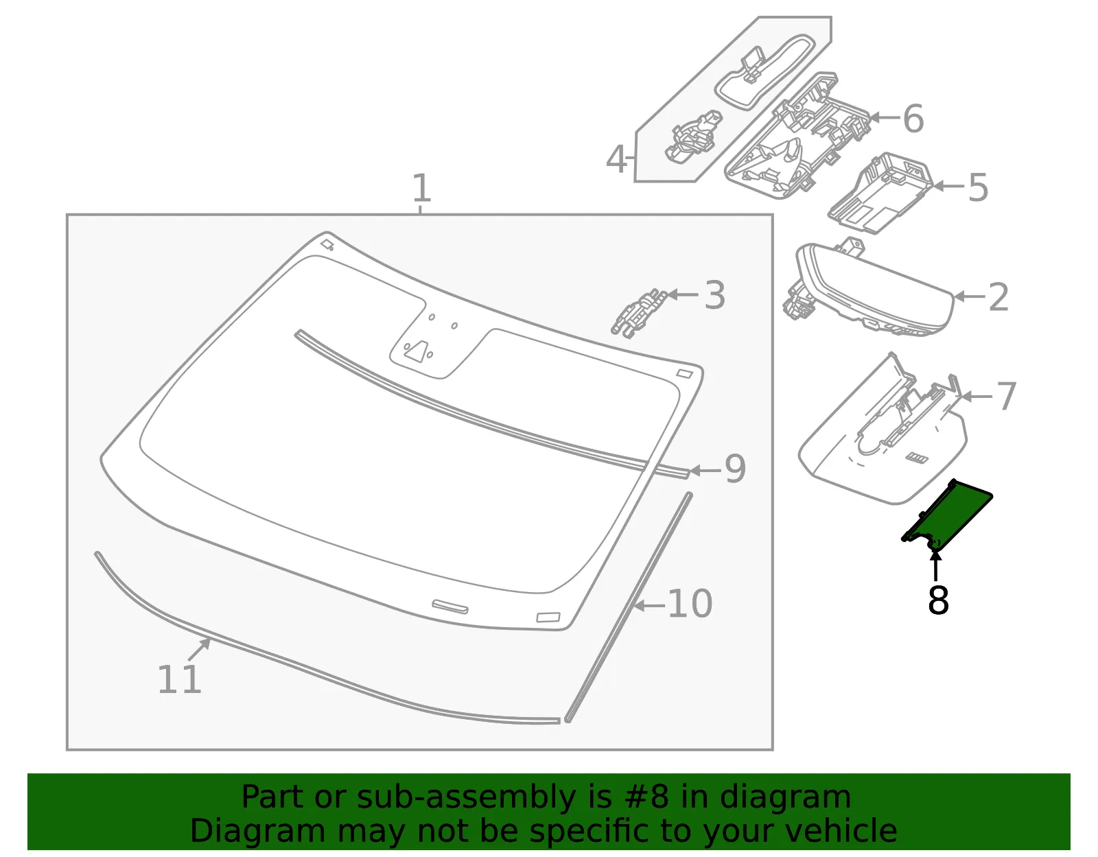 Black Windshield Sensor Mount Bracket Cover Insert - GM (42675811)
