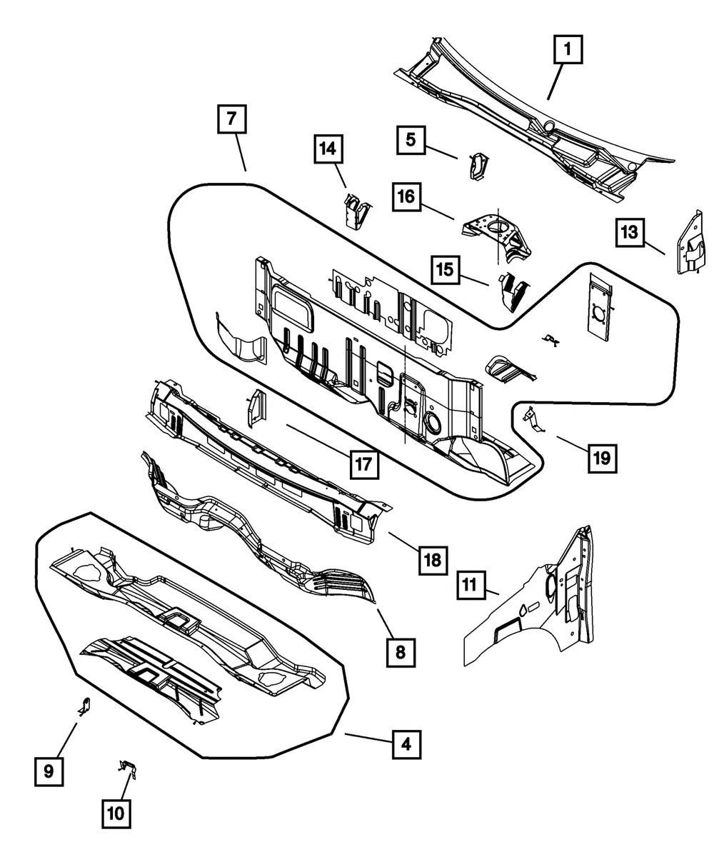 Wiper Module Mounting Bracket - Mopar (5109376ab)