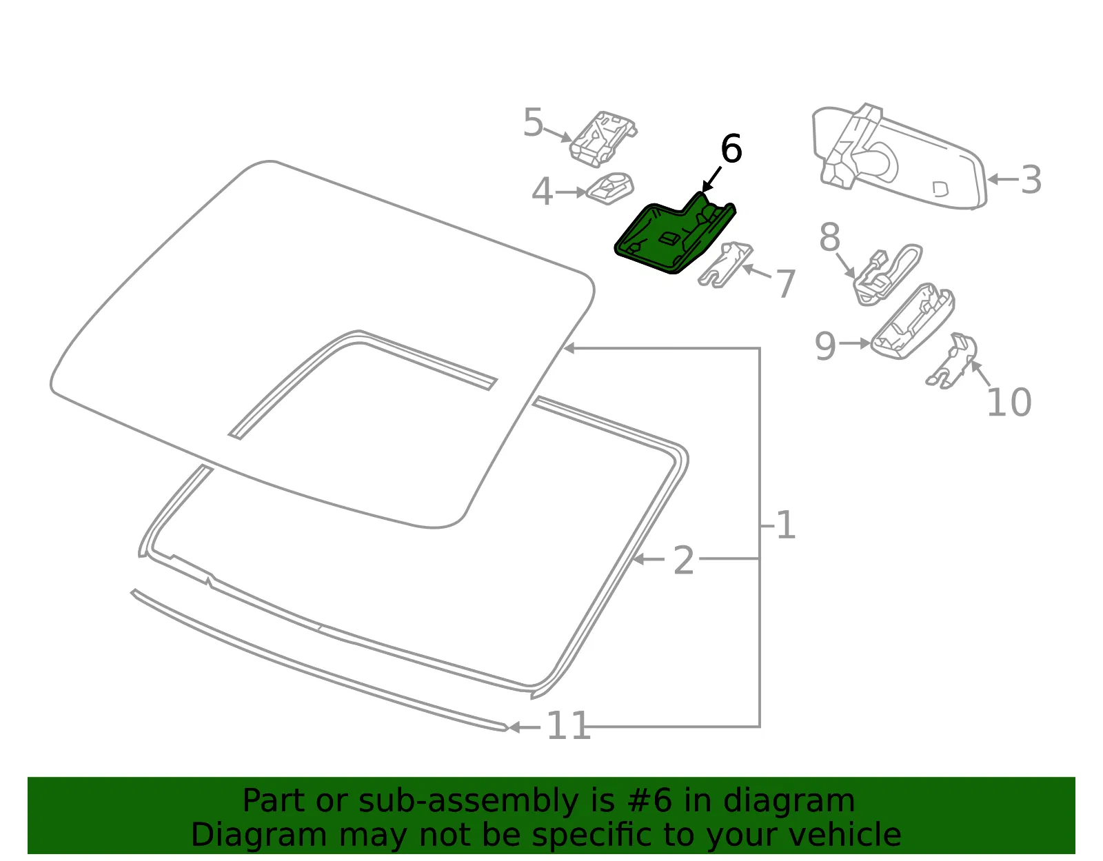 Black Windshield Multifunction Sensor Mount Bracket Cover - GM (52080048)