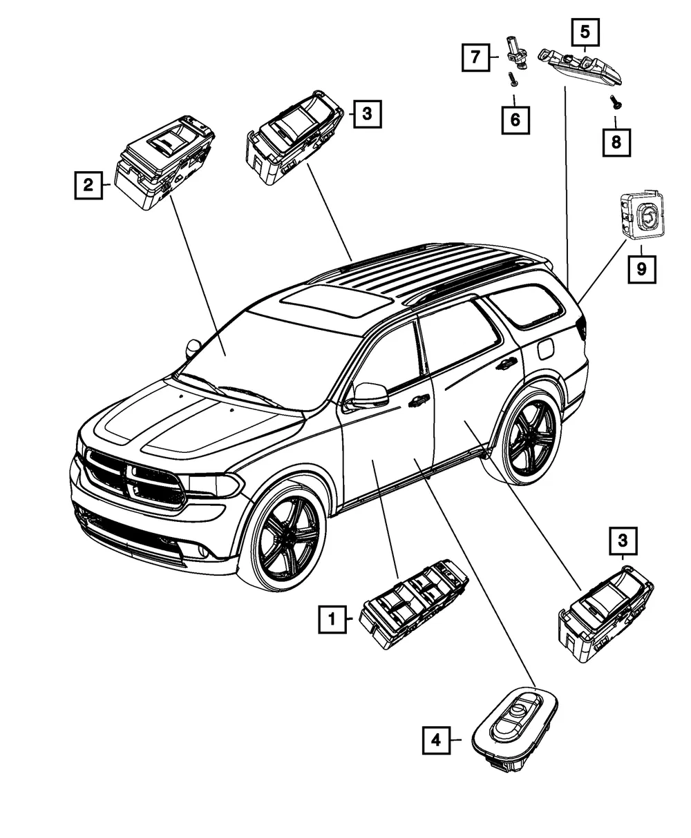 Front Door Switch And Bezel, Left Front, Export - Mopar (68086692AF)