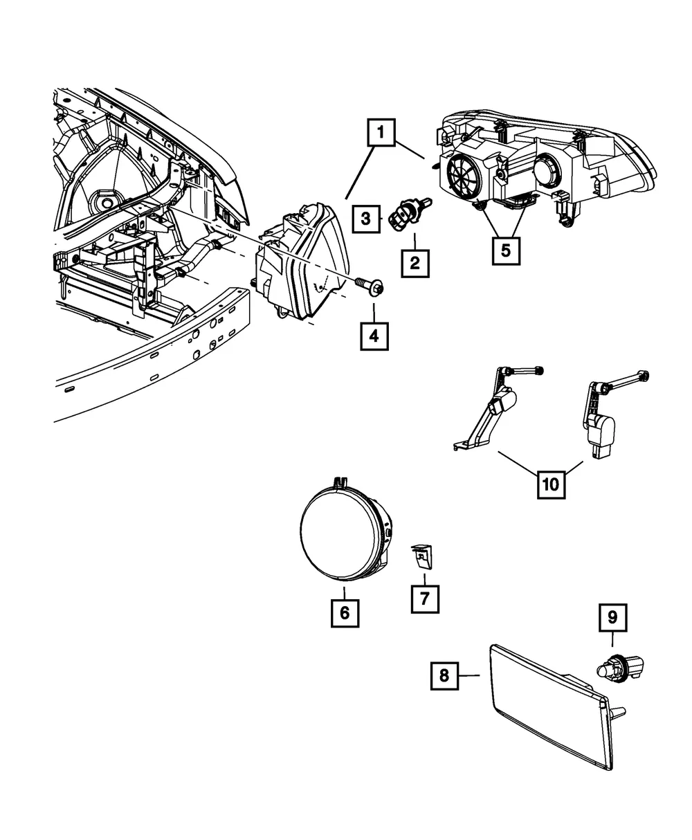 Headlamp, Right - Mopar (68186694ab)
