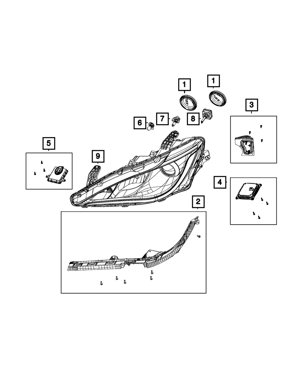 Led Headlamp Ecu Kit, Right - Mopar (68329858aa)