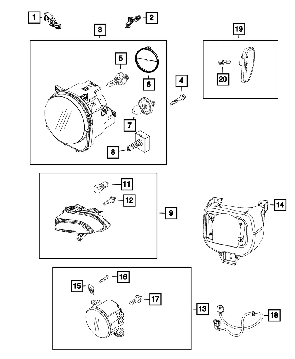 Headlamp Assembly - Passenger Side (RH) - Mopar (68360351AA)