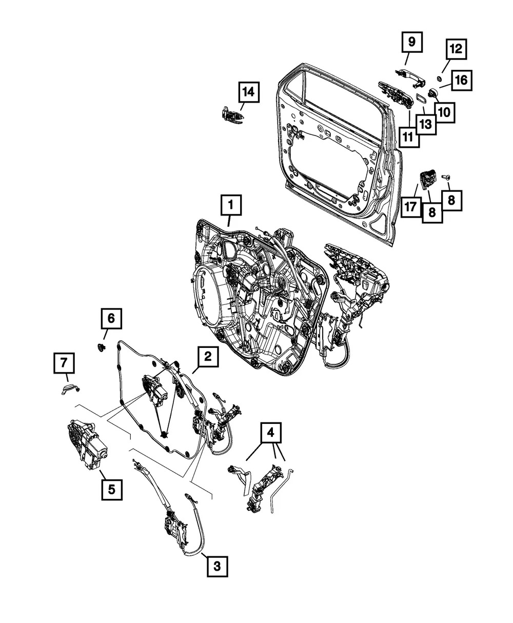 Front Door Module, Right - Mopar (68504292aa)