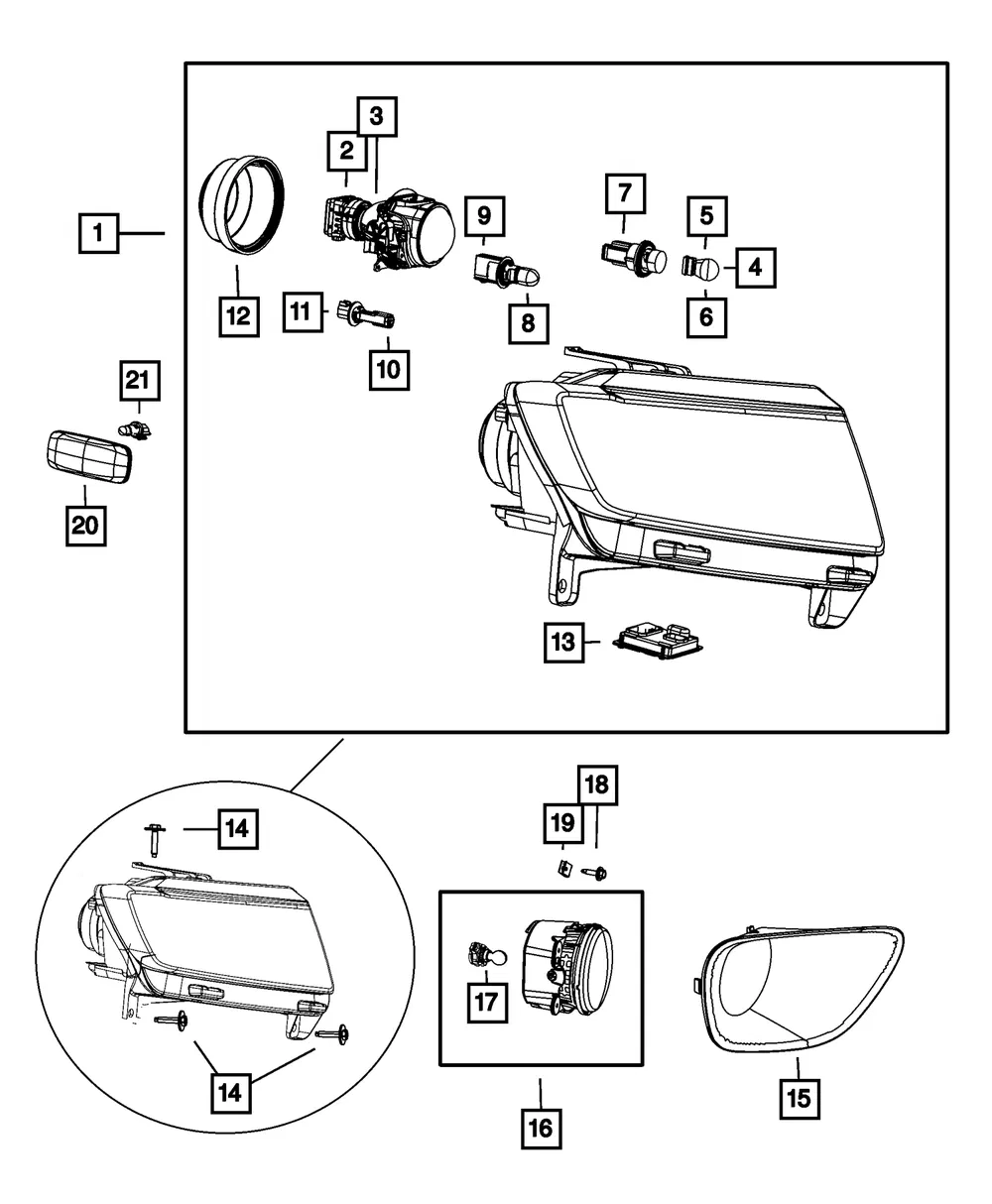 Bulb, Right - Mopar (68604813aa)