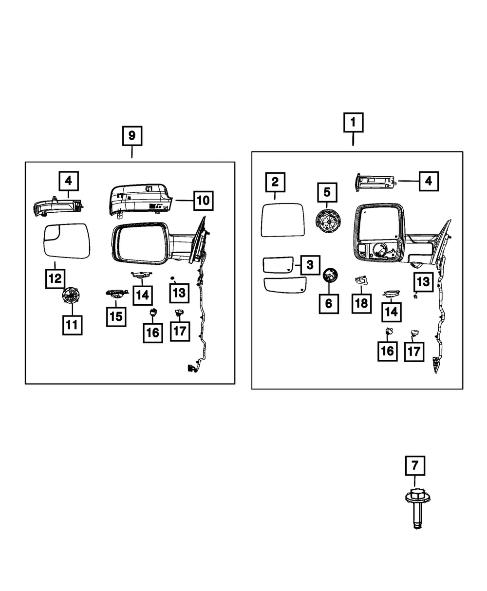 Mirror Actuator, Left - Mopar (68620529AA)