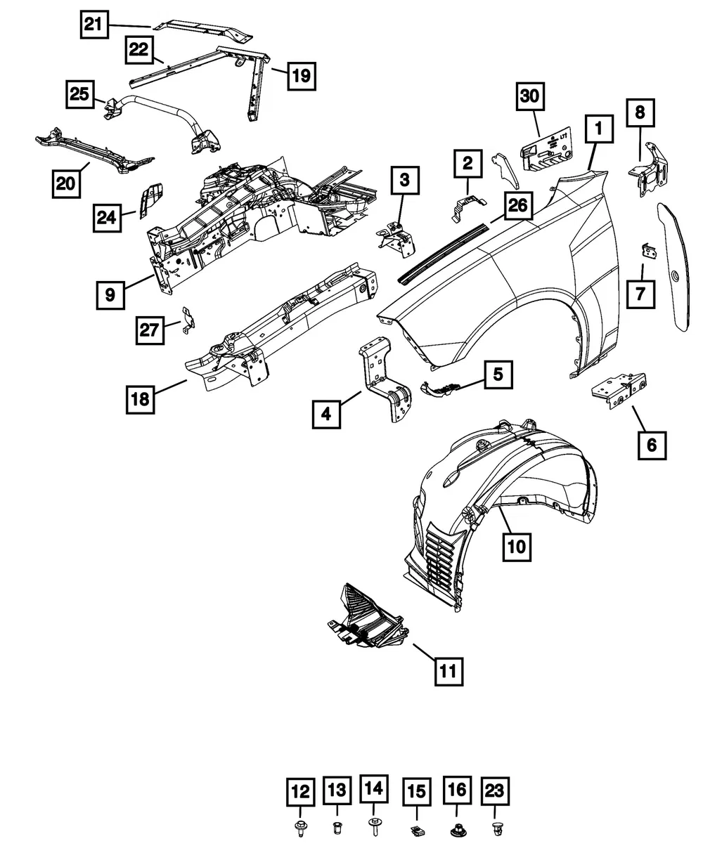 Sensor Cover, Left - Mopar (68639329AB)