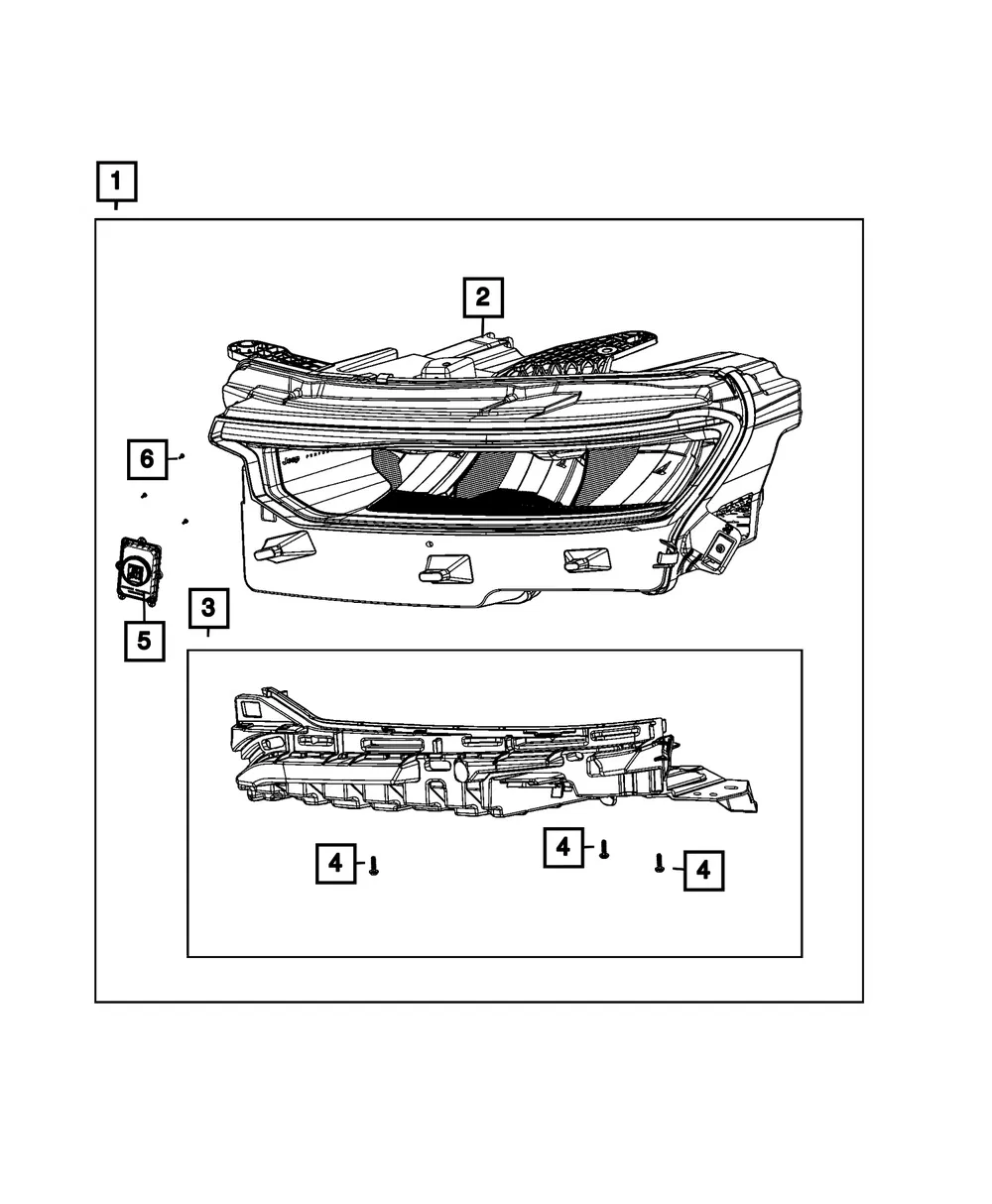 Headlamp, Right - Mopar (68722556AA)