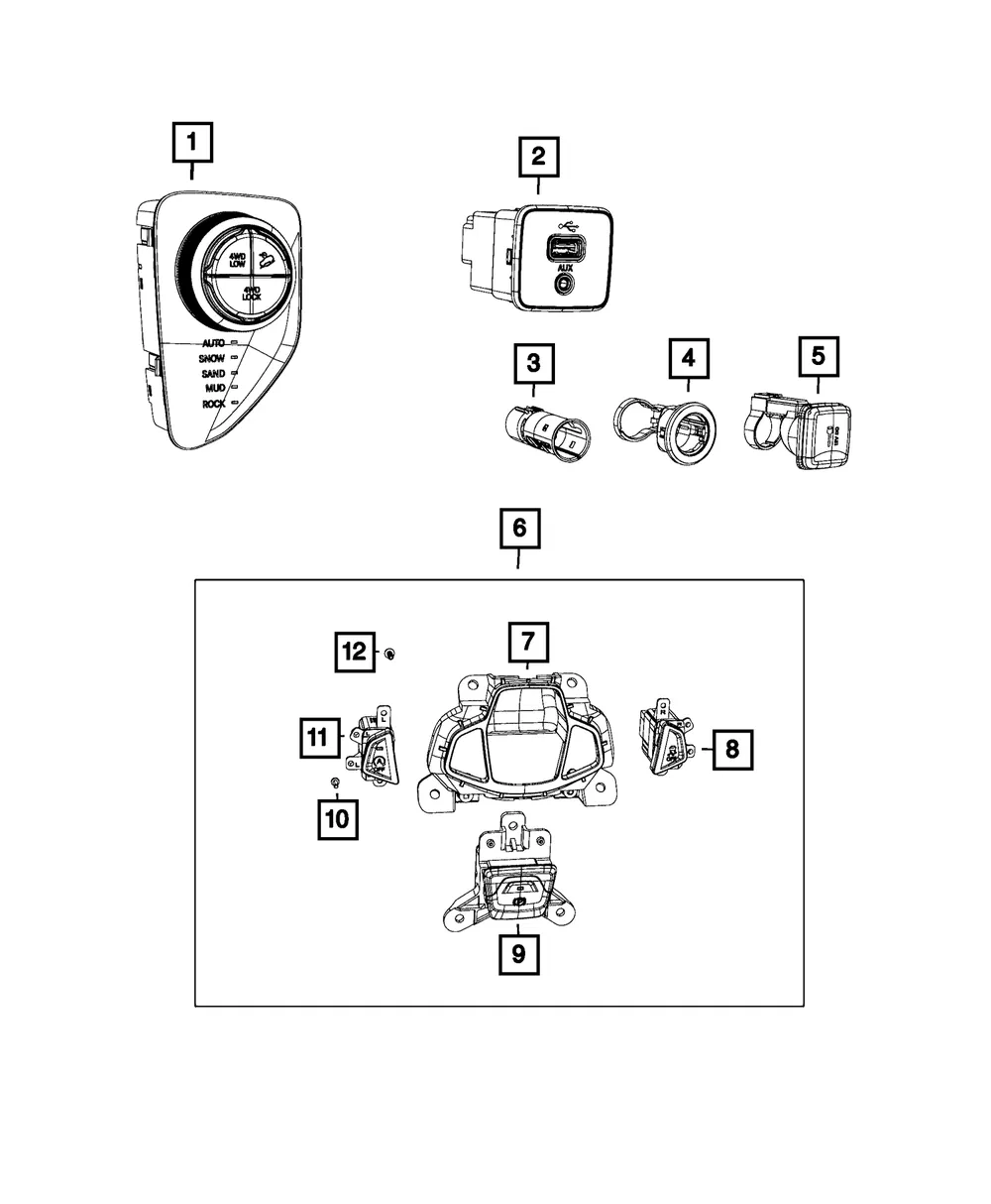Console Switch - Mopar (6MF43LXHAA)