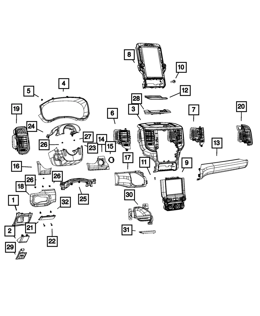 Instrument Panel Switch Bezel - Mopar (6pg84rn8ab)