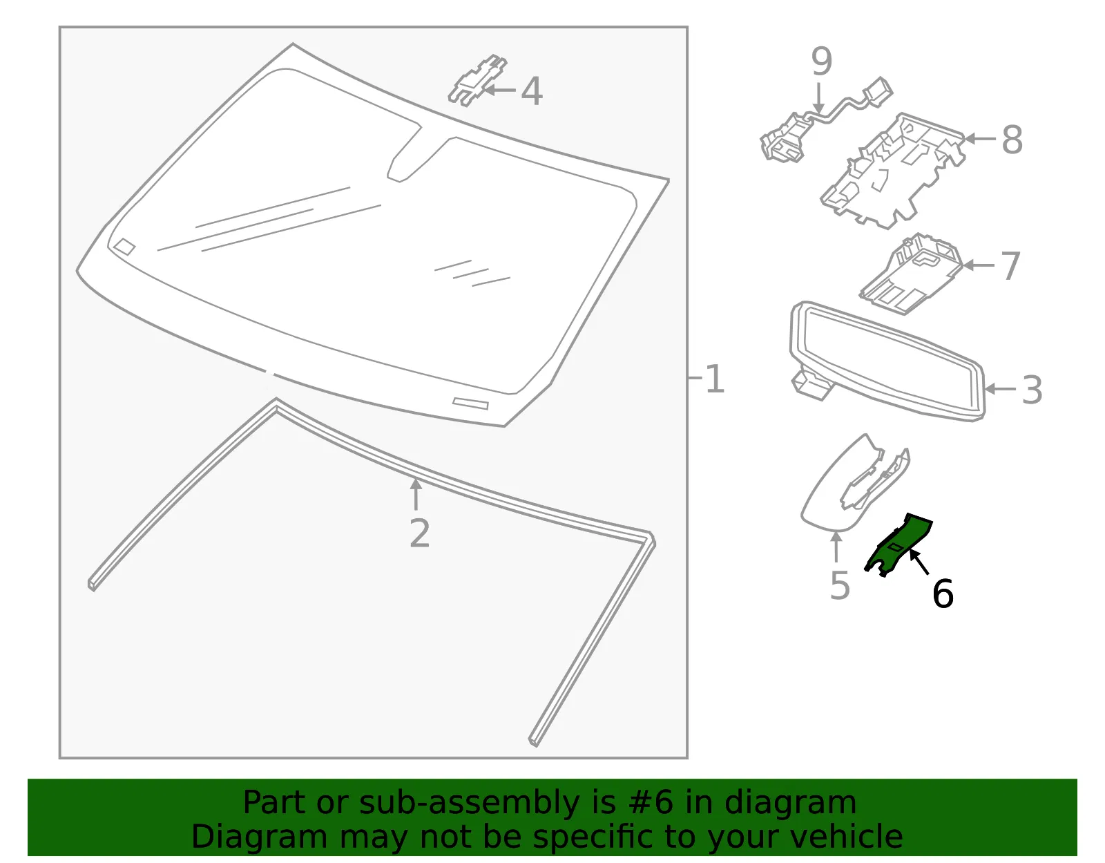 Black Windshield Multifunction Sensor Mount Bracket Cover Insert - GM (84049175)