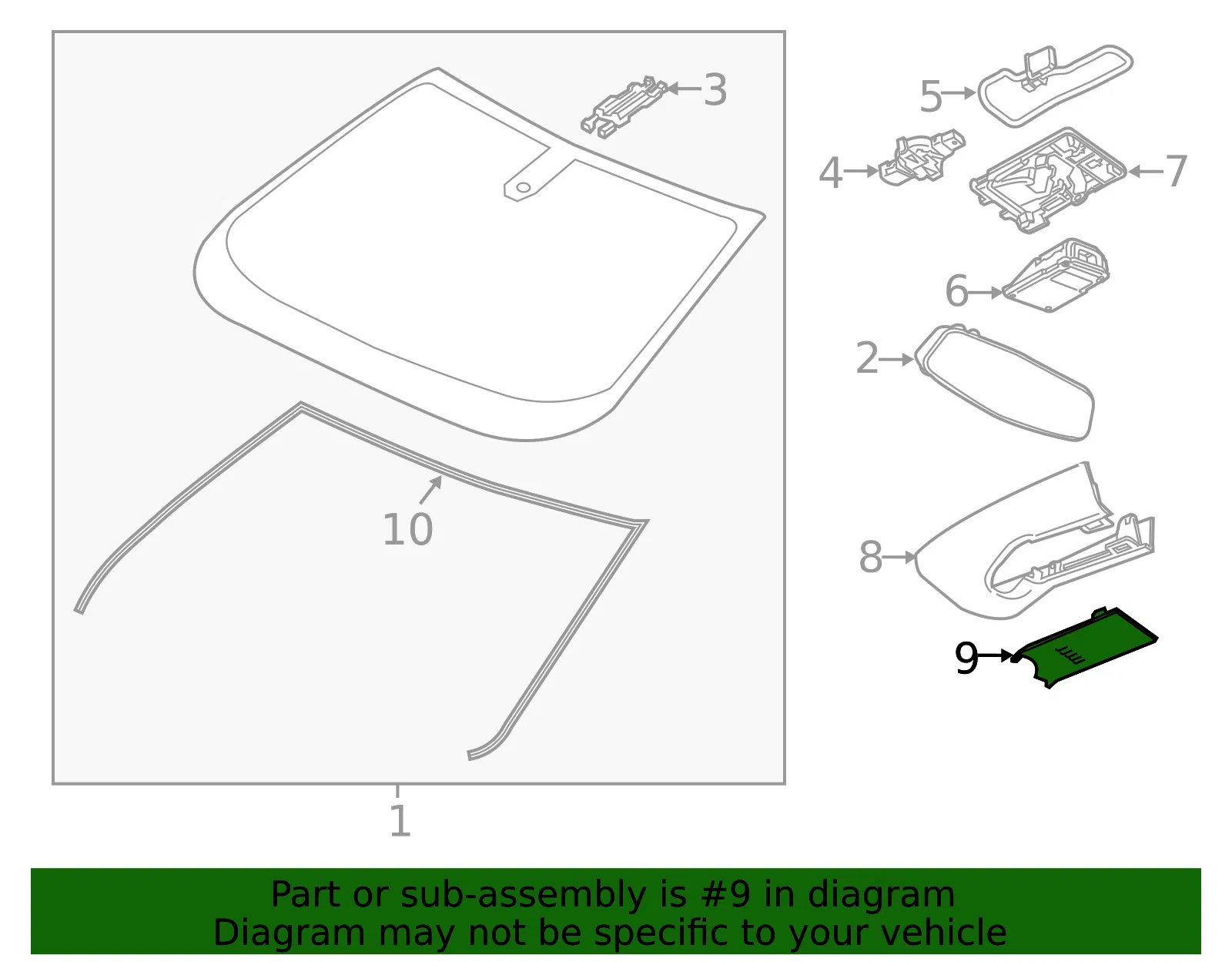 Jet Black Windshield Multifunction Sensor Mount Bracket Cover Insert - GM (84298313)