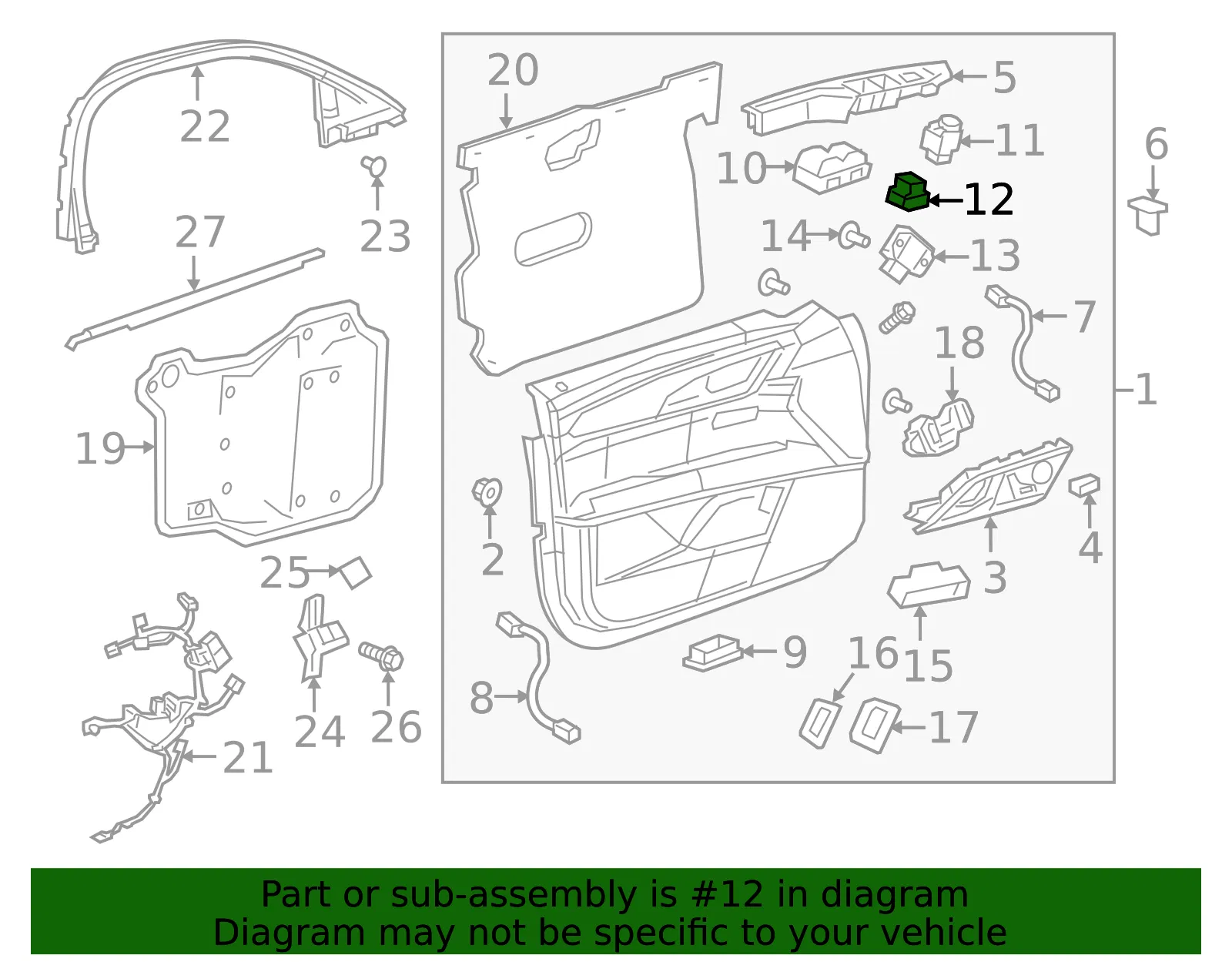 Black Driver Side Door Lock Switch - GM (84595721)