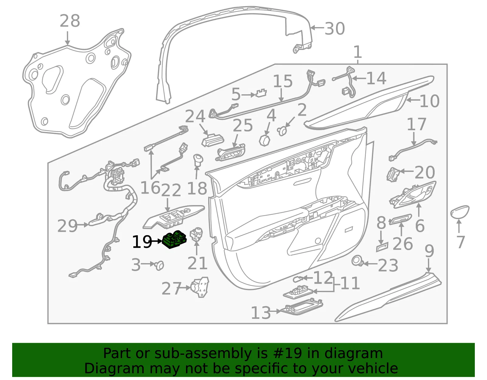 Window Switch - Passenger Side (RH) - GM (92256972)