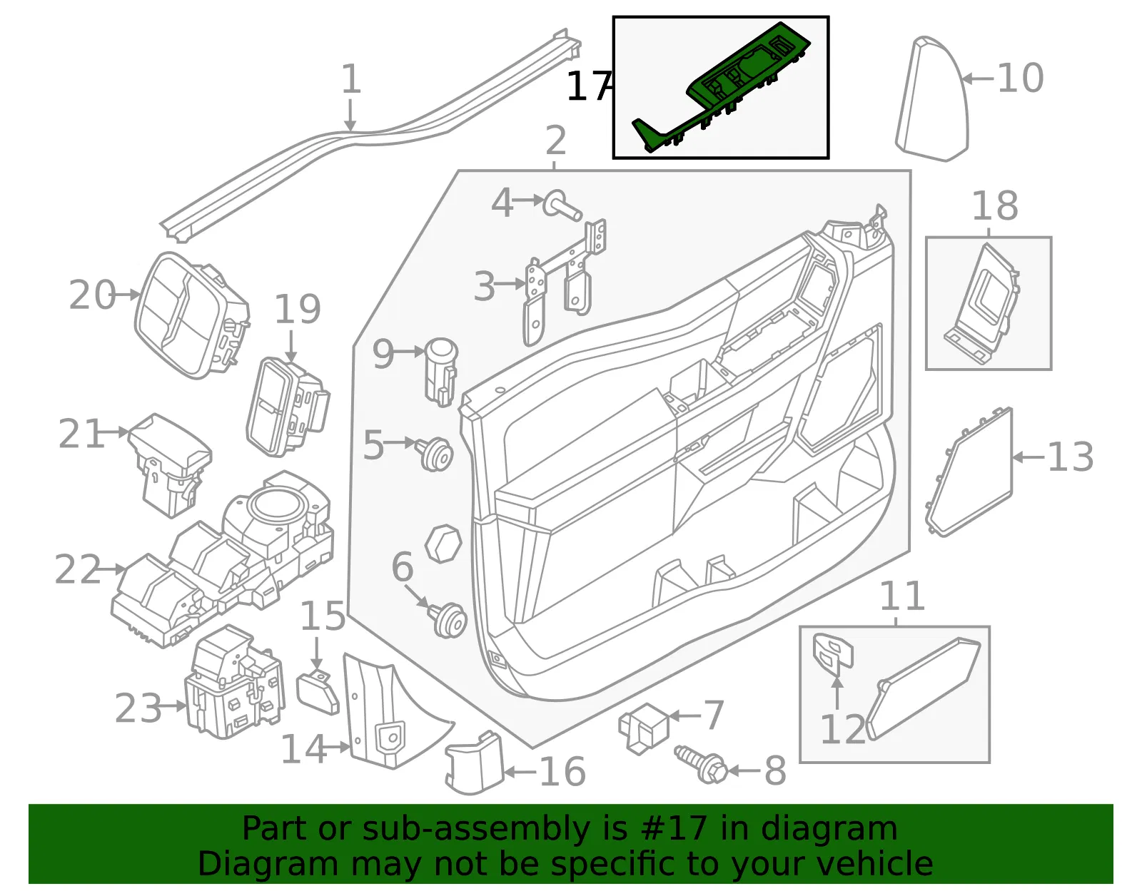 Door Window Switch Bezel - Ford (ML3Z-14528-DB)