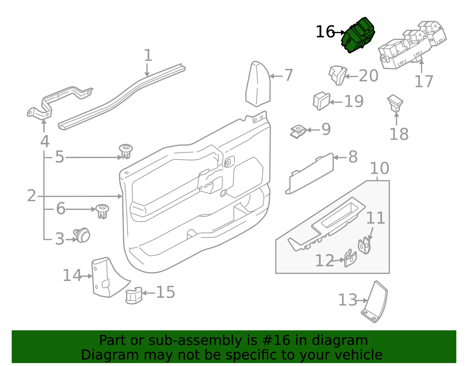 Switch Window Control Sing - Ford (ML3Z-14529-AG)