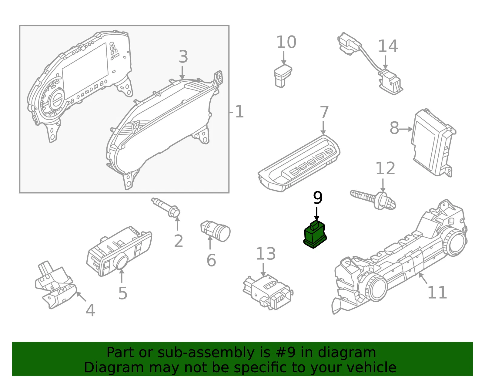 Hazard Warning Switch - Ford (ml3z13a350aa)