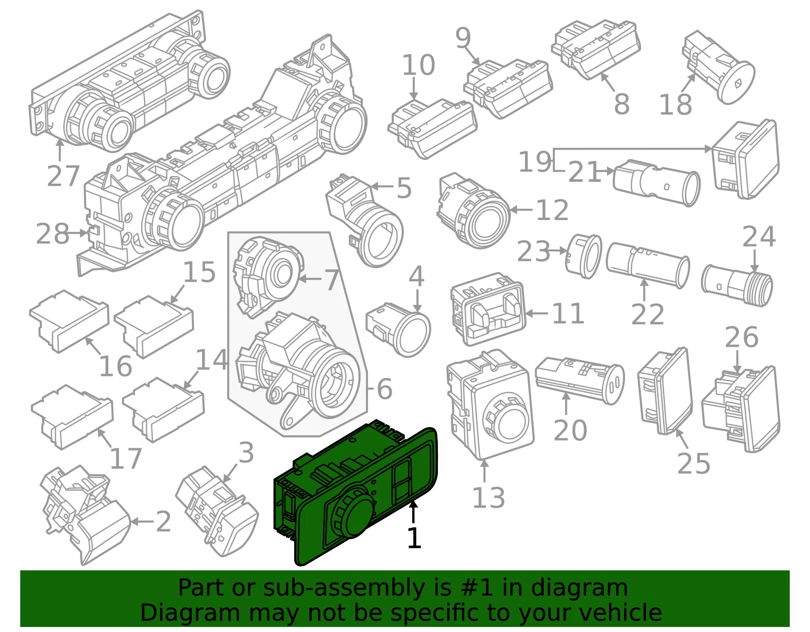Headlamp Switch - Ford (pc3z11654ba)