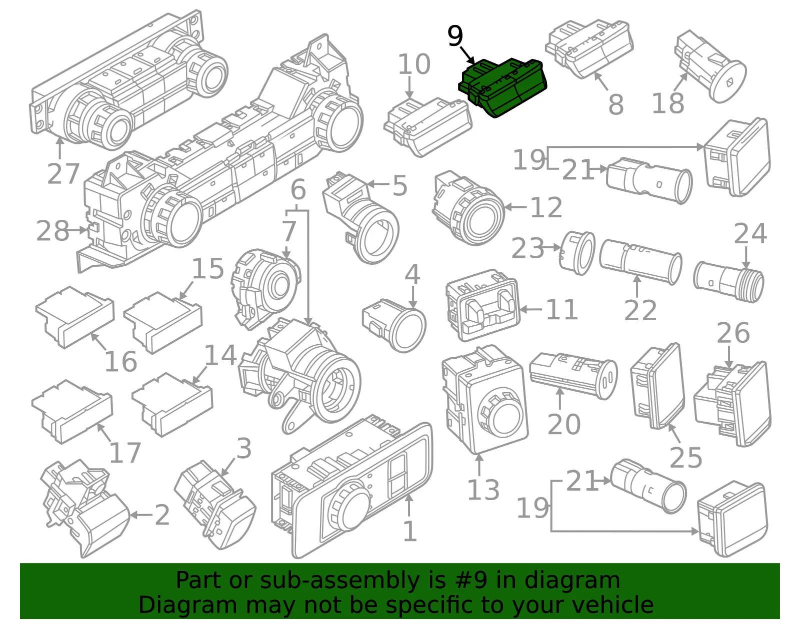 Hazard Switch - Ford (pc3z13d730da)
