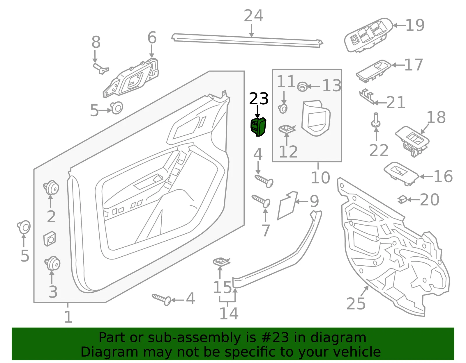 Switch Assembly Front Door Cent - Ford (sw8034)