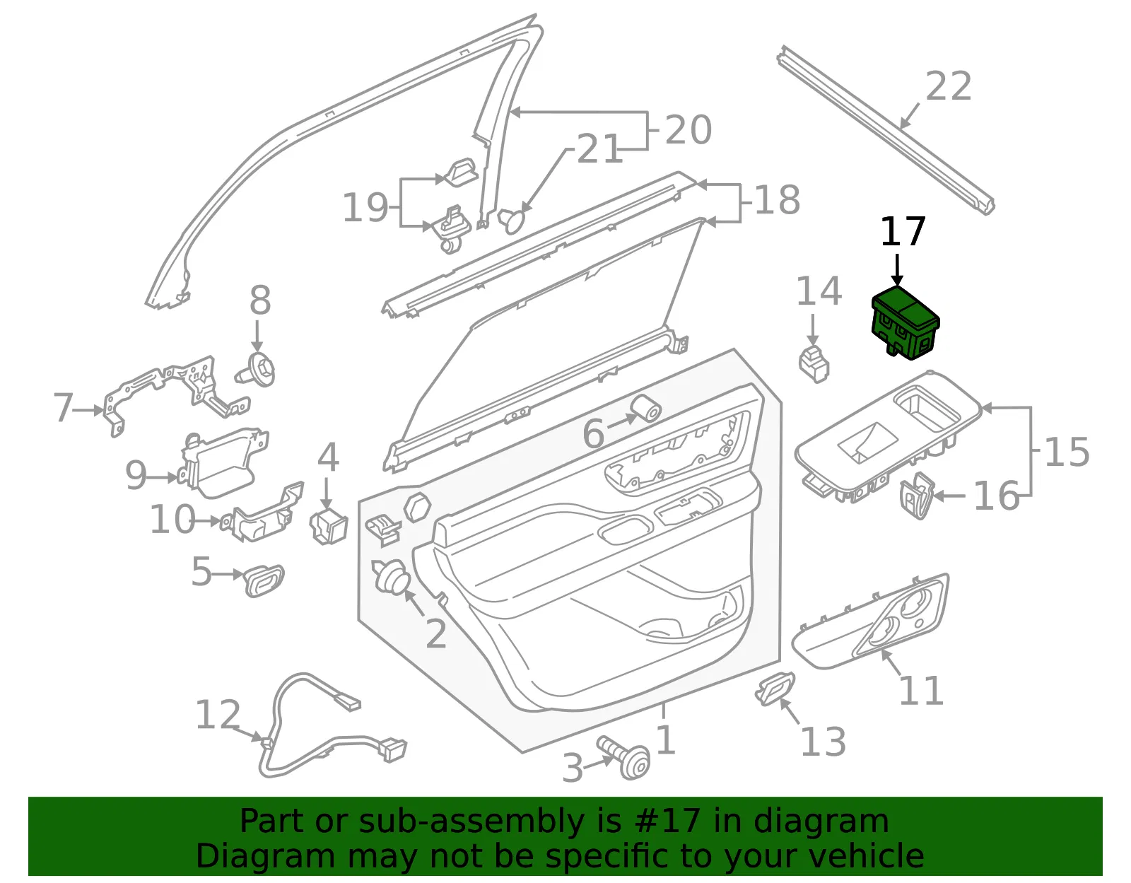 Switch Assembly Front Door Cent - Ford (sw8461)